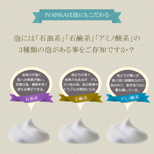 IVANKAは泡にもこだわる。